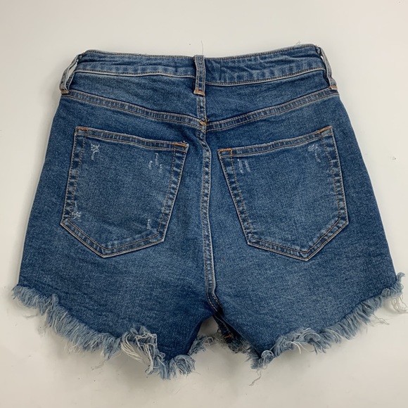We the Free Denim Jean Shorts Size 25 Free People Distressed Raw Hem pockets - Picture 2 of 14